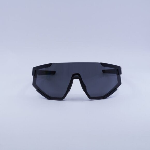 Prada Sport PS04WSF DG006F Sunglasses Black Rubber Shield Frame, Grey Lenses - Picture 3 of 10